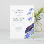 Elegante zomer bloemenwilde bloem blauw kaart (Staand voorkant)