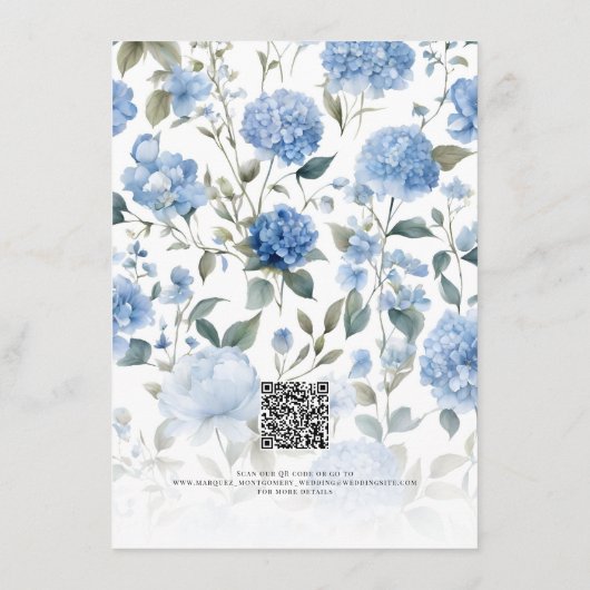 Elegante zomer bloemenwilde bloem blauw wit detail informatiekaartje (Achterkant)