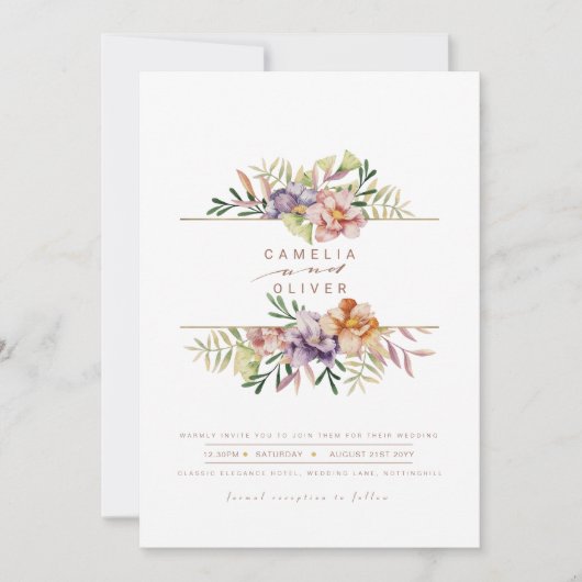 Elegante zomer bloemige trouw uitnodiging QR code  (Voorkant)