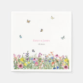 Elegante Zomer Bruiloft met Wilde Bloemen Servet (Voorkant)