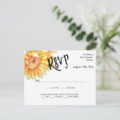 Elegante Zomer Bruiloft Zonnebloemen Reactie RSVP Briefkaart (Staand voorkant)