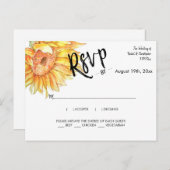 Elegante Zomer Bruiloft Zonnebloemen Reactie RSVP Briefkaart (Voorkant / Achterkant)