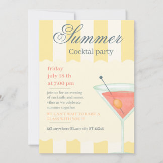 Elegante zomer cocktailparty uitnodiging - Geel