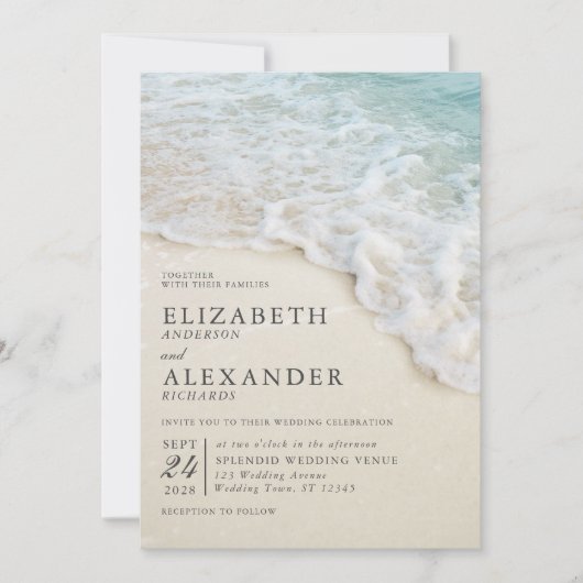 Elegante zomer Ocean Beach bruiloft Kaart (Voorkant)