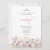 Elegante Zomer Roze Paarse Wildbloemen Boho Kaart (Voorkant)