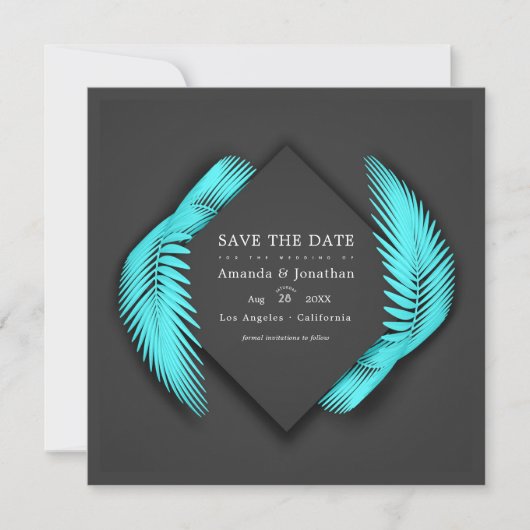 Elegante zomer strand bruiloft foto save the date (Voorkant)