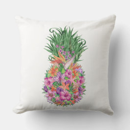 Elegante zomer tropische bloemenananas buitenkussen