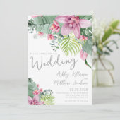 Elegante zomer tropische bloemenbruiloft kaart (Staand voorkant)