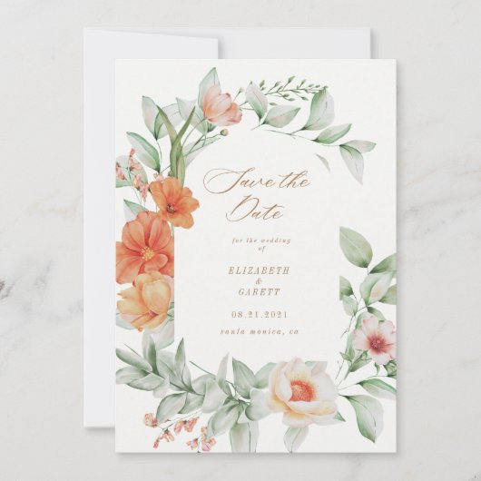 Elegante Zomer Tuin Bloemige Save The Date Kaart (Voorkant)