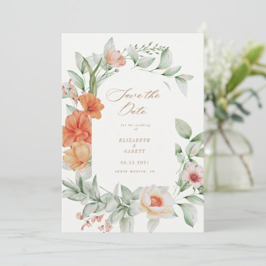 Elegante Zomer Tuin Bloemige Save The Date Kaart (Staand voorkant)