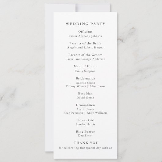 Elegante zomer tuin landschap bruiloft programma (Achterkant)