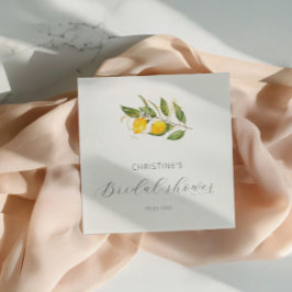 Elegante zomer waterverf citroen bruidsdouche servet
