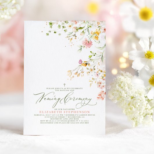 Elegante zomer weide Wildflower Naming Ceremony Kaart