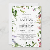 Elegante Zomer Wildbloem Doop 1e Verjaardag Kaart (Voorkant)