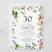 Elegante Zomer Wildbloem Waterverf 30e Verjaardag Kaart (Voorkant)