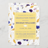 Elegante zomer wilde bloemen - Afstuderen Kaart (Voorkant / Achterkant)