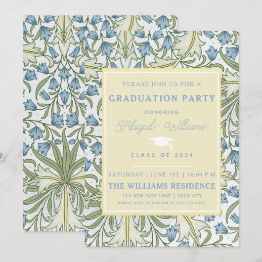 Elegante zomer wilde bloemen - Afstuderen Kaart (Voorkant / Achterkant)