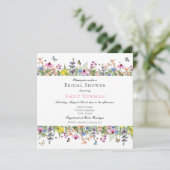 Elegante Zomer Wilde Bloemen Bruiloft Feest Kaart (Staand voorkant)