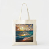 Elegante zomer zonsondergang strand bruiloft welko tote bag (Voorkant)