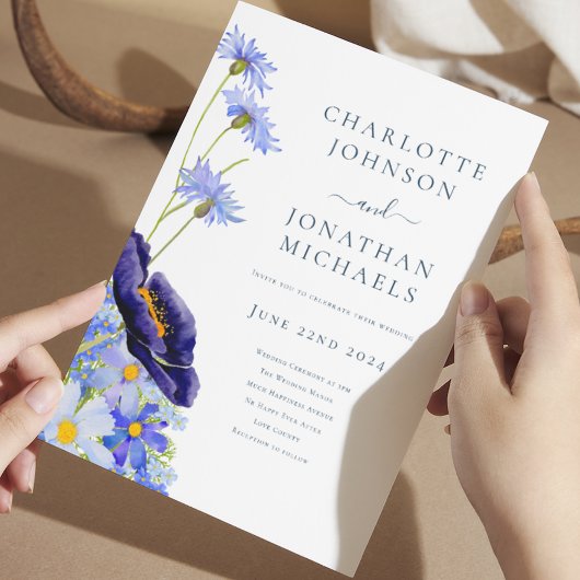 Elegante Zomerbloem Blauw Kaart