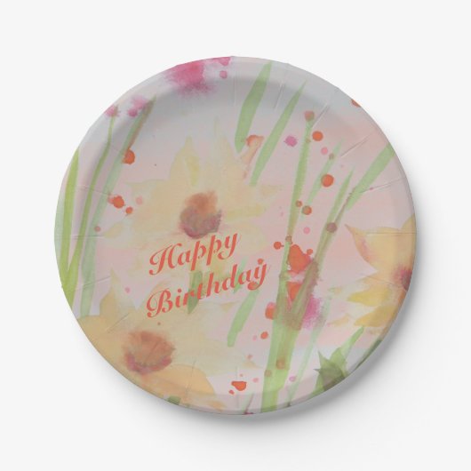 Elegante zomerbloem papieren bordje (Voorkant)