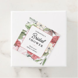 Elegante zomerbloemen bruidsdouche bedankjes labels