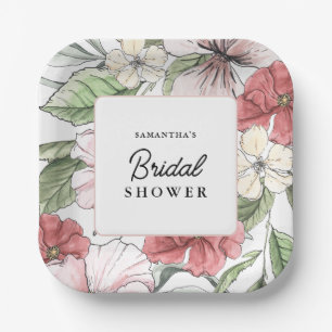 Elegante Zomerbloemen Bruidsdouche Papieren Bordje