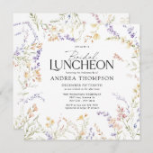 Elegante zomerbloemen | bruidslunch kaart (Voorkant / Achterkant)