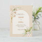 Elegante zomerbloemen bruiloft kaart (Staand voorkant)
