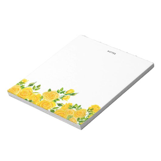 Elegante zomerbloemen met gele Waterverf Notitieblok (Linkerzijde)