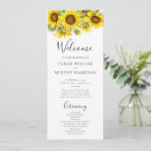 Elegante Zomerbruiloft met Zonnebloemen Programmakaart (Staand voorkant)