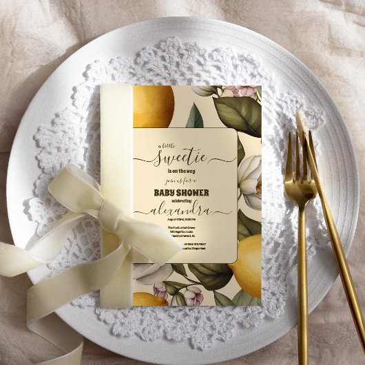 Elegante zomercitroen Limoen Citrus Baby shower Kaart