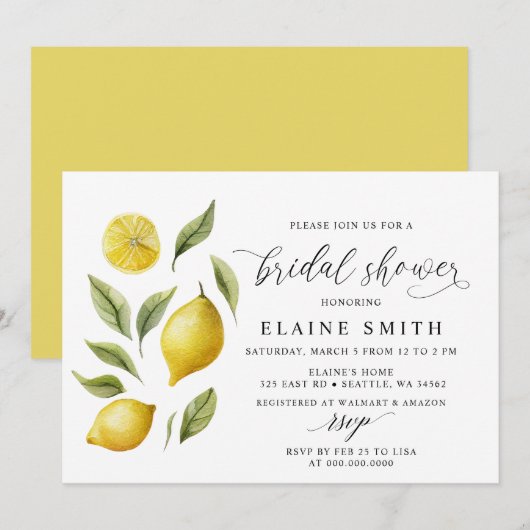 Elegante zomercitroen Limoen Citrus Vrijgezellenfe Kaart (Voorkant / Achterkant)