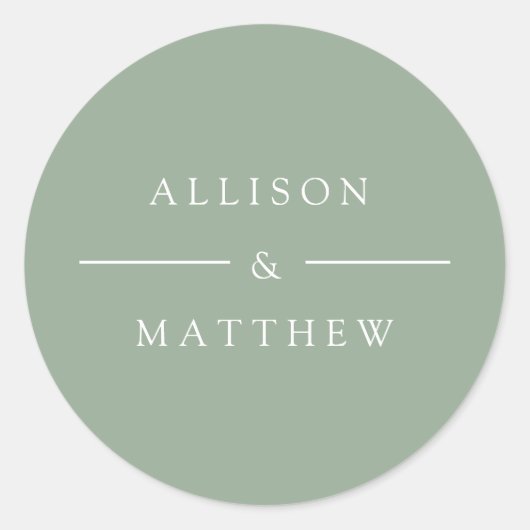 Elegante zomergroene bruiloft sticker (Voorkant)
