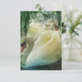 elegante zomermeer witte zwaan bruiloft kaart (Staand voorkant)