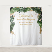 Elegante zomerse tropische bloemen goud baby showe wandkleed (Voorkant)