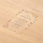 Elegante zomerse wildebloemen bruiloft acryl uitnodigingen (Laagn)