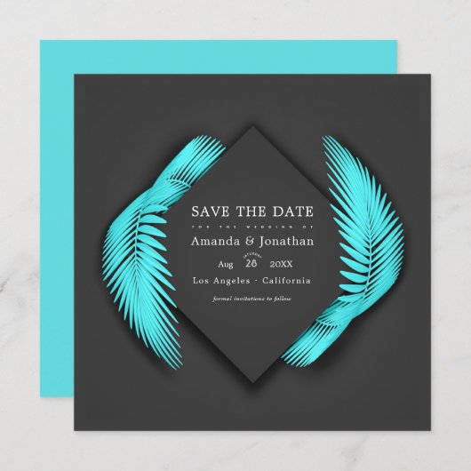 Elegante zomerstrand bruiloftsfoto save the date (Voorkant / Achterkant)