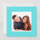 Elegante zomerstrand bruiloftsfoto save the date (Achterkant)