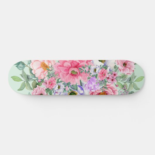 Elegante zomertuin bloemen persoonlijk skateboard (Horizontaal)
