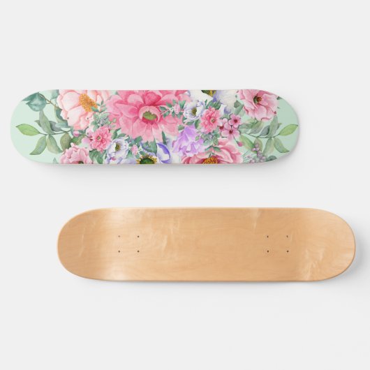 Elegante zomertuin bloemen persoonlijk skateboard (Horizontaal)