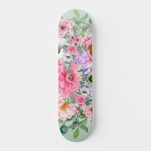 Elegante zomertuin bloemen persoonlijk skateboard (Voorkant)