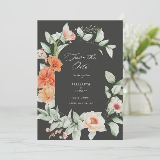 Elegante zomertuin bloemenbewaring de datum Kaart (Staand voorkant)