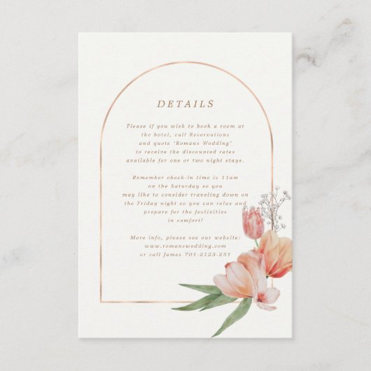 Elegante zomertuin bloemenbruiloft info Kaart (Voorkant)