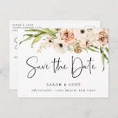 Elegante zomertuin bloementeelt Save the Date Aankondigingskaart (Voorkant / Achterkant)