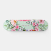 Elegante zomertuin bloemetjes met naam persoonlijk skateboard (Horizontaal)