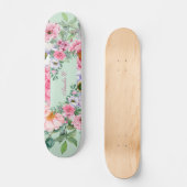 Elegante zomertuin bloemetjes met naam persoonlijk skateboard (Voorkant)