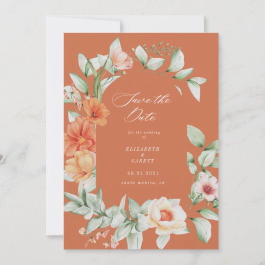 Elegante zomertuin bloemige save the date kaart (Voorkant)