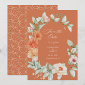 Elegante zomertuin bloemige save the date kaart (Voorkant / Achterkant)