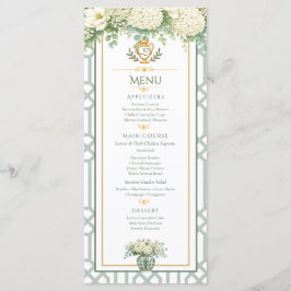 Elegante zomertuinfeest bloemstuk menu